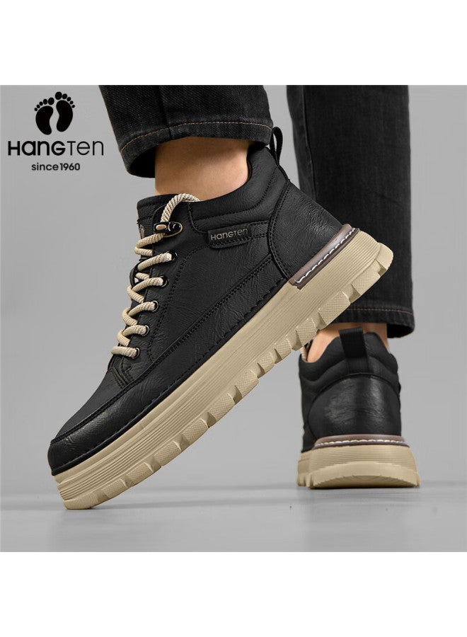 Hang Ten Men's Autumn Winter Work Boots Lightweight Casual Shoes Faded Gradient Sports Shoes Sneakers Soft Sole Height Increasing Martin Boots - Image 1