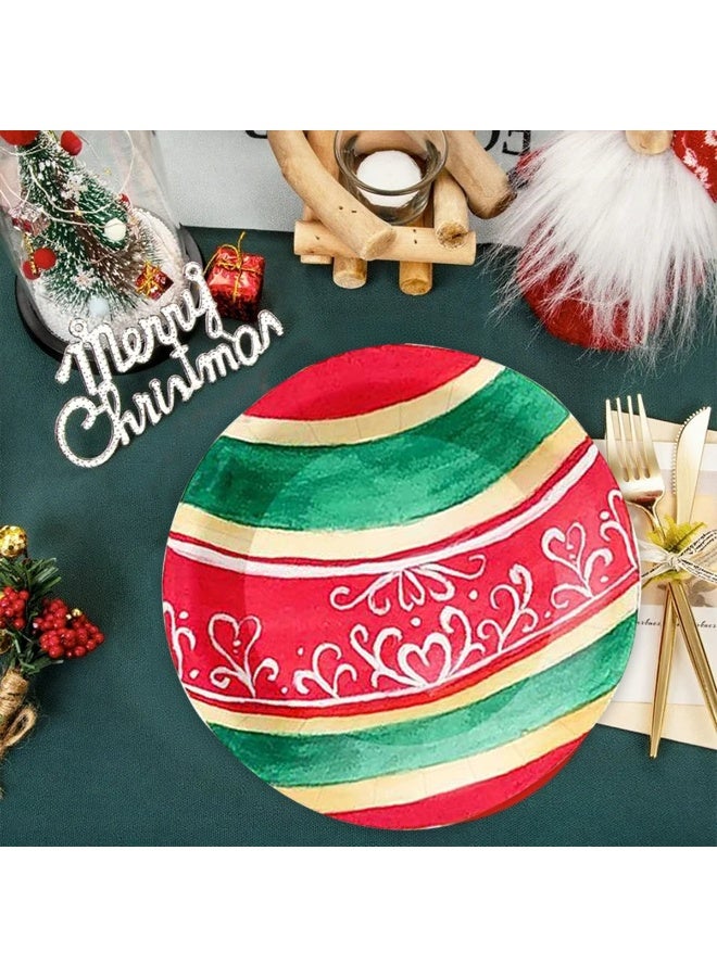 ThePartyPopper 8 Pcs Christmas Bauble Print Paper Plates – 9 Inch Disposable Plates for Christmas Party Tableware - Image 3