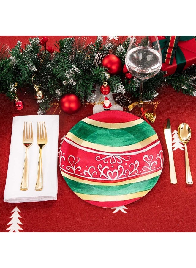 ThePartyPopper 8 Pcs Christmas Bauble Print Paper Plates – 9 Inch Disposable Plates for Christmas Party Tableware - Image 4