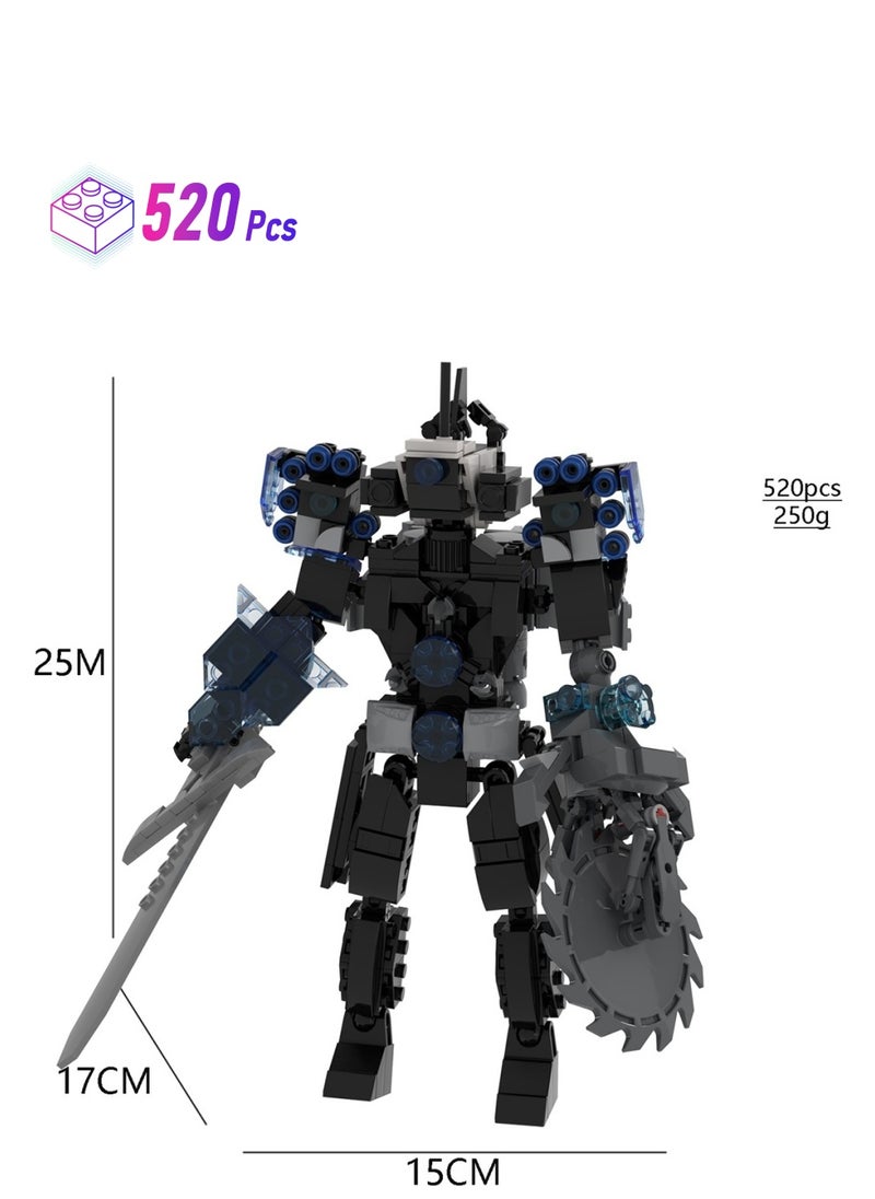 520 Pcs Skibidi Toilet Man Toy Building Blocks Armored Sword Chainsaw Monitor Man Toy Ideas Toys Battle Game Model Ideas Toys Gifts For Adult And Kids  - Image 1
