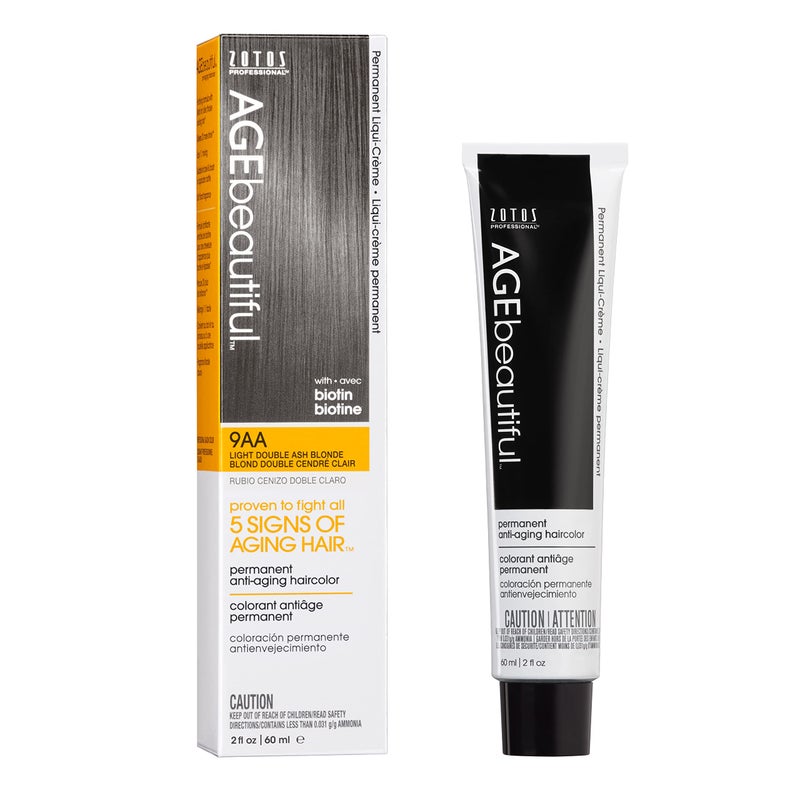 AGE beautiful Permanent Hair Color Dye Liqui Creme  100 Gray Coverage  AntiAging Haircolor  Biotin for Thicker Fuller Hair  Professional Salon Coloring  9AA Double Ash