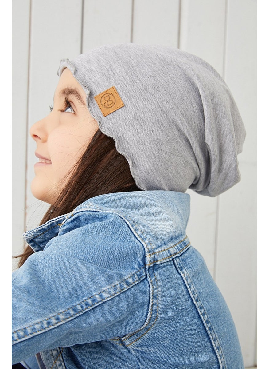 Babygiz Gray Baby Girl Hat Beanie Soft Cotton Combed Cotton  - Image 1