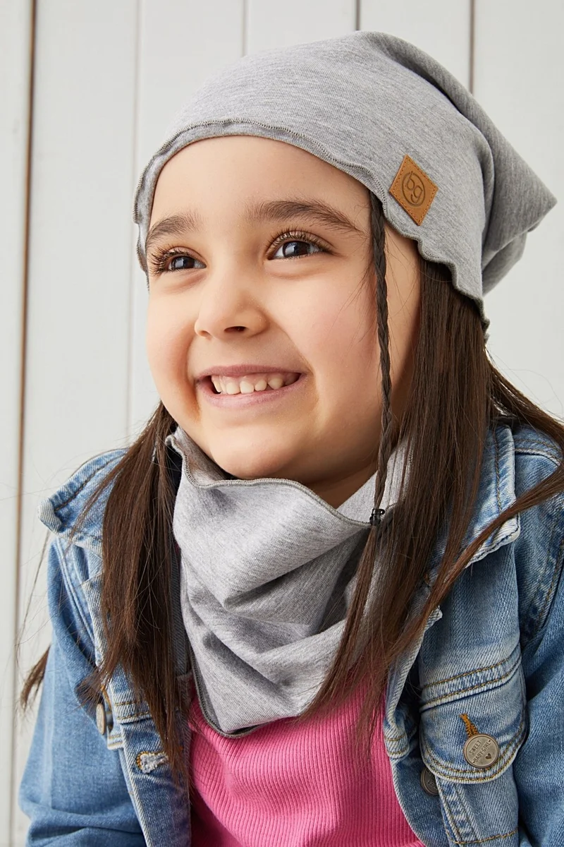 Babygiz Gray Baby Girl Hat Beanie Soft Cotton Combed Cotton