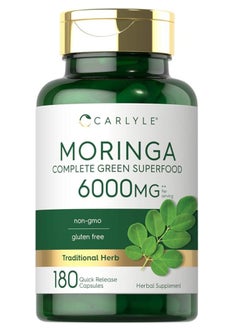 CARLYLE Moringa Oleifera 6000mg per saving Non-GMO and Gluten Free 180 Caps 