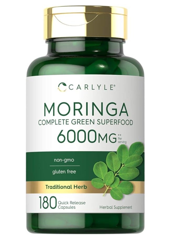 المورينغا أوليفيرا 6000 ملغ لكل توفير، غير معدل وراثيًا وخالي من الغلوتين، 180 كبسولة