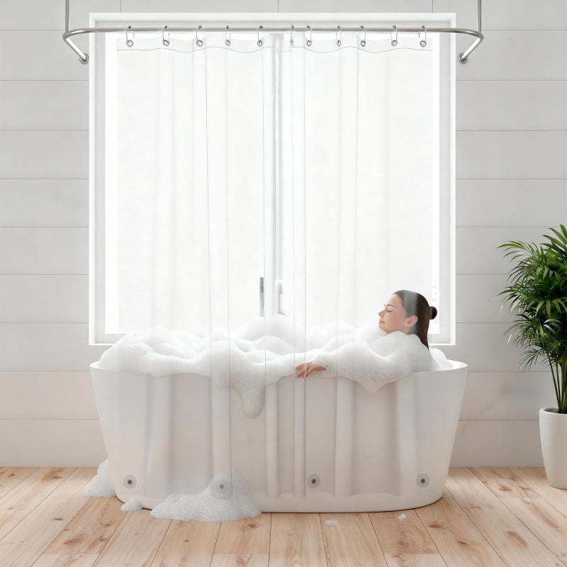 ZENO Clear Shower Curtain Liner â€“ 72" x 72" Premium PEVA Liner with Rustproof Grommets & 3 Magnets â€“ Waterproof, Lightweight Bathroom Curtain Set - Image 1