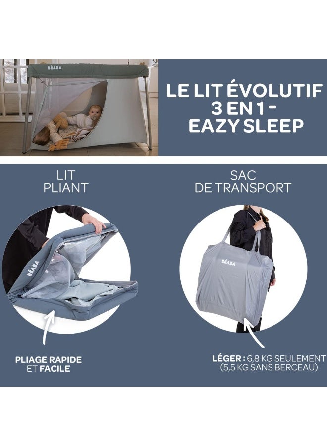 BEABA Béaba, 3-In-1 Travel Cot, Baby Cot, Extra Bed, Playpen, Grows With Your Child, Lightweight 15 Lbs, Foldable, Compact, Carry Bag And Mattress Included, Restful Sleep, Mineral Grey  - Image 4