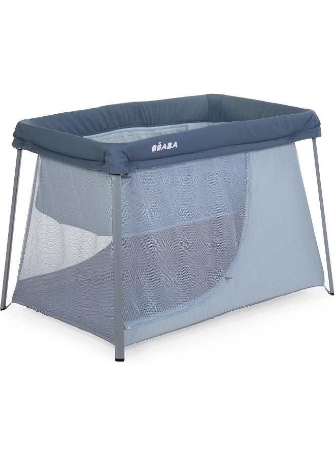 BEABA Béaba, 3-In-1 Travel Cot, Baby Cot, Extra Bed, Playpen, Grows With Your Child, Lightweight 15 Lbs, Foldable, Compact, Carry Bag And Mattress Included, Restful Sleep, Mineral Grey  - Image 1