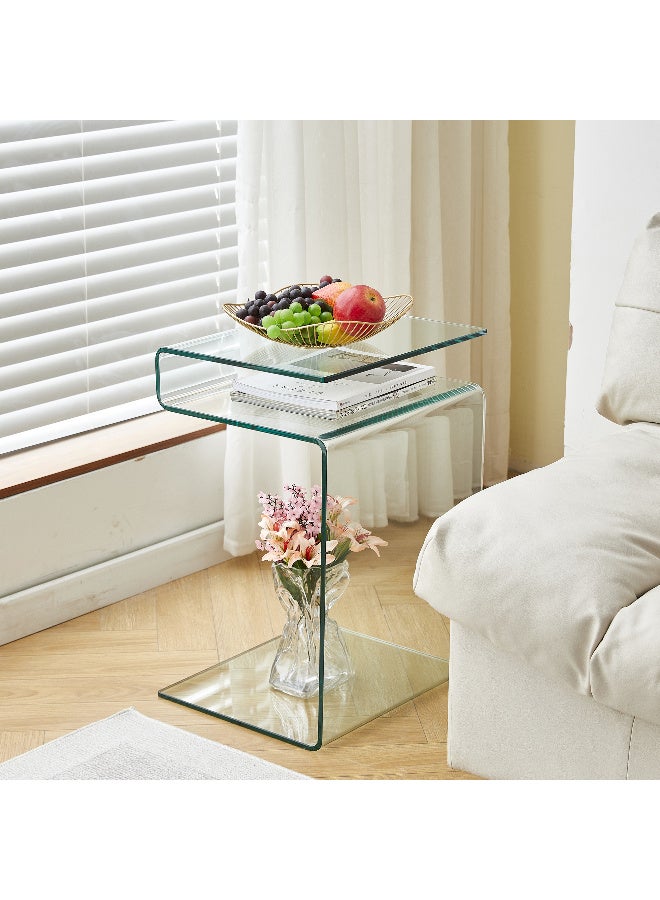الجدول النهائي للكشك الزجاجي ، طاولات جانب السرير على شكل S لغرفة النوم ، الجدول الجانبي الصغير الحديث الواضح لغرفة المعيشة ، الكشك الليلي الأريكة - Image 3