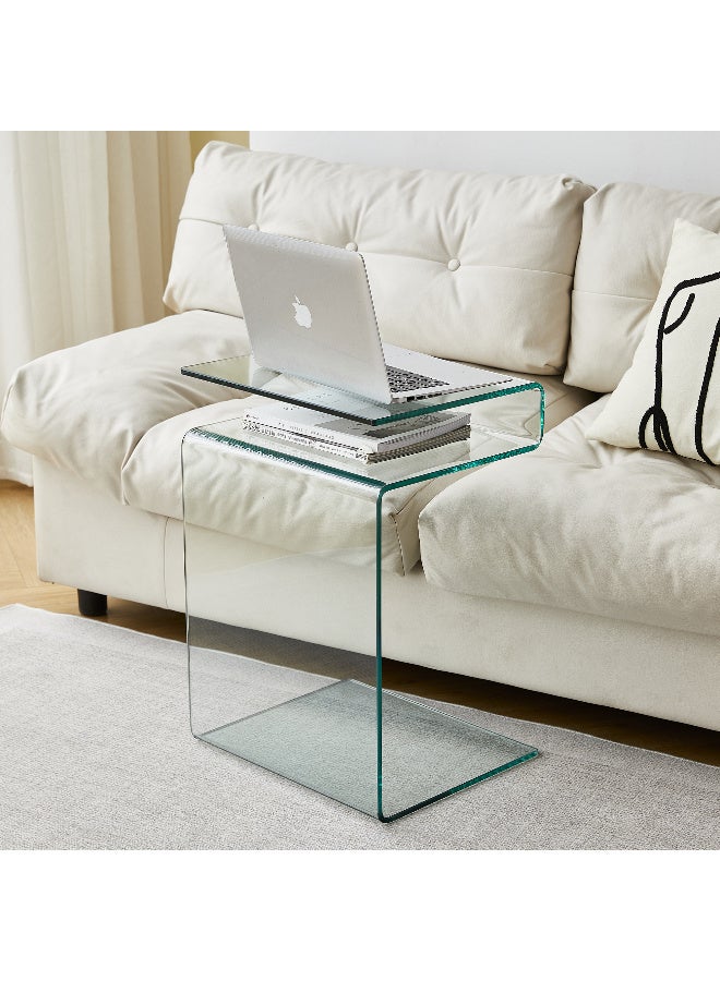 الجدول النهائي للكشك الزجاجي ، طاولات جانب السرير على شكل S لغرفة النوم ، الجدول الجانبي الصغير الحديث الواضح لغرفة المعيشة ، الكشك الليلي الأريكة - Image 4