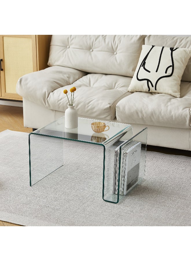 الجدول النهائي للكشك الزجاجي ، طاولات جانب السرير على شكل S لغرفة النوم ، الجدول الجانبي الصغير الحديث الواضح لغرفة المعيشة ، الكشك الليلي الأريكة - Image 2