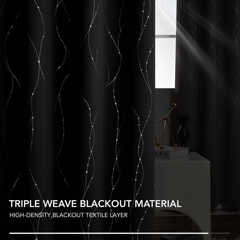 Deconovo Short Blackout Curtains  54 Inch Length  Set of 2 - Energy Efficient Curtains  Light Blocking Window Panels  Curtains for Bedroom (42 x 54 Inch  Black  2 Panels) - Image 5