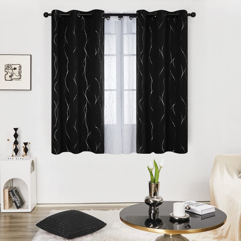 Deconovo Short Blackout Curtains  54 Inch Length  Set of 2 - Energy Efficient Curtains  Light Blocking Window Panels  Curtains for Bedroom (42 x 54 Inch  Black  2 Panels) - Image 1