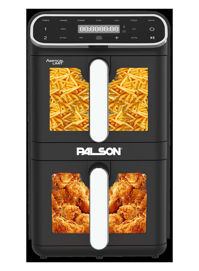 PALSON Air Fryer Dual Drawer 11L Vertical 2460W, Black - Image 1
