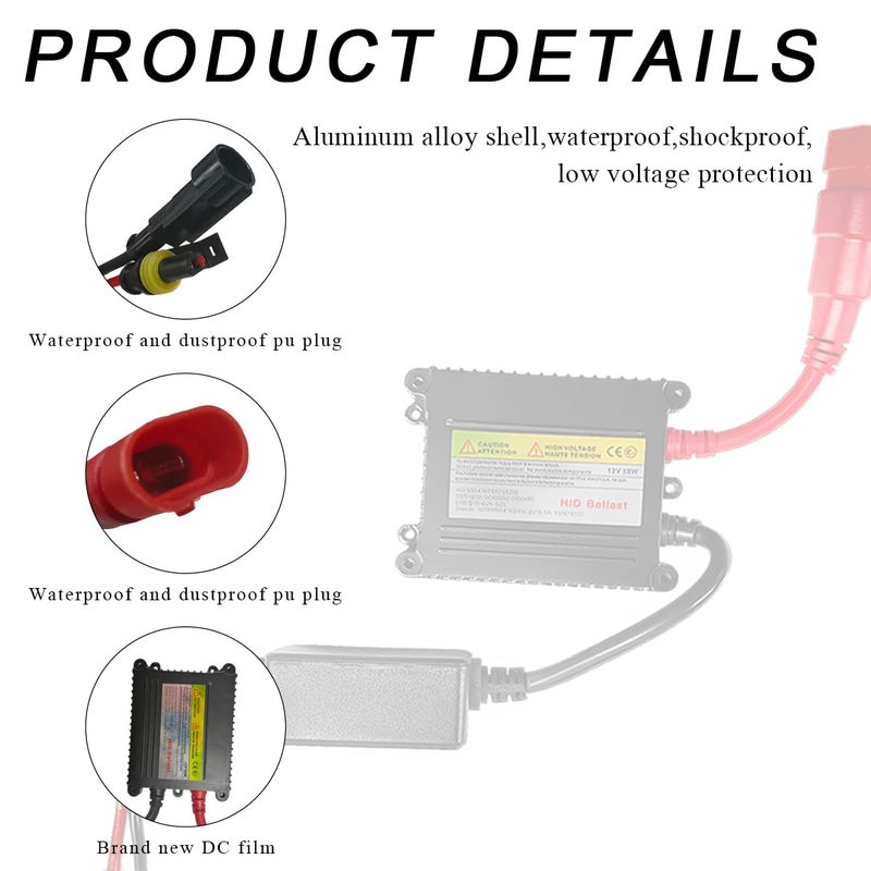 DXNQ 2 PCS DC 12V 55W Xenon HID Ballast, Ultrathin Xenon HID Ballast Control Unit with Igniter Module, DC Headlight Stabilizer Control Module Replacement, Car Accessories - Image 3