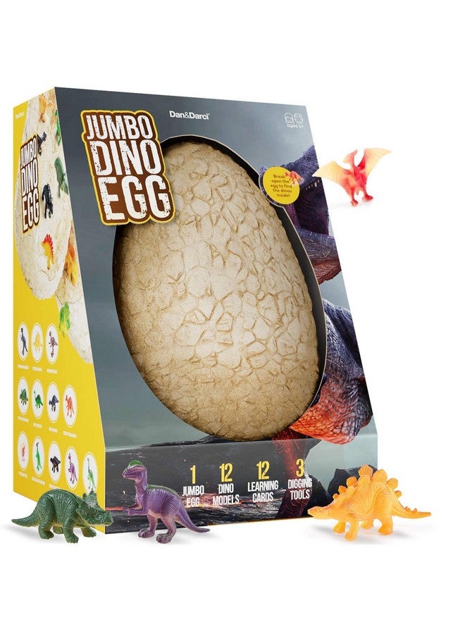 دان آند دارسى نشاط عيد الفصح على شكل بيضة ديناصور عملاقة - اكتشف 12 ديناصورًا مفاجئًا كبيرًا فريدًا في بيضة واحدة مملوءة عملاقة - اكتشف علم الآثار الخاص بلديناصورات - هدايا عيد الفصح الخاصة بألعاب الديناصورات للأولاد والبنات - Image 1