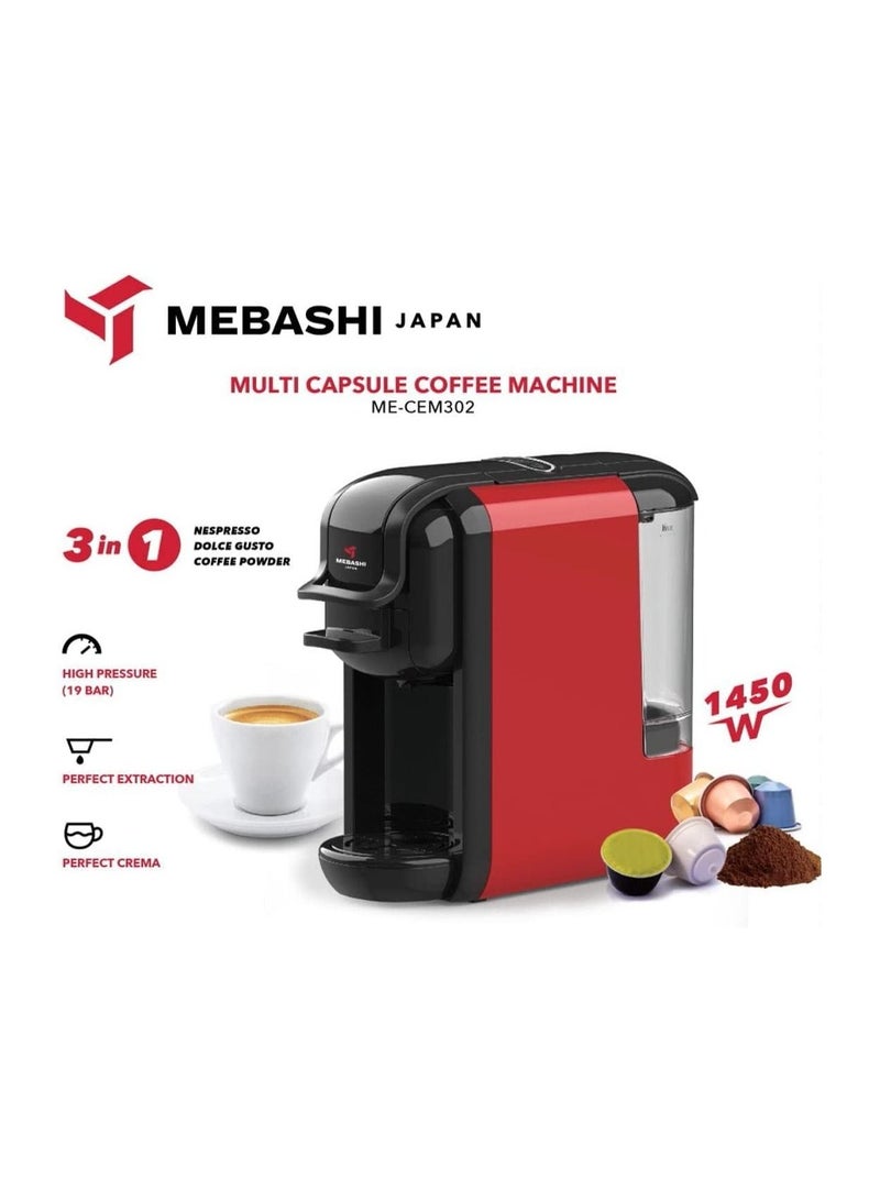 Mebashi Coffee Machine with Capsules MECEM302 Red MEBASHI - Image 1