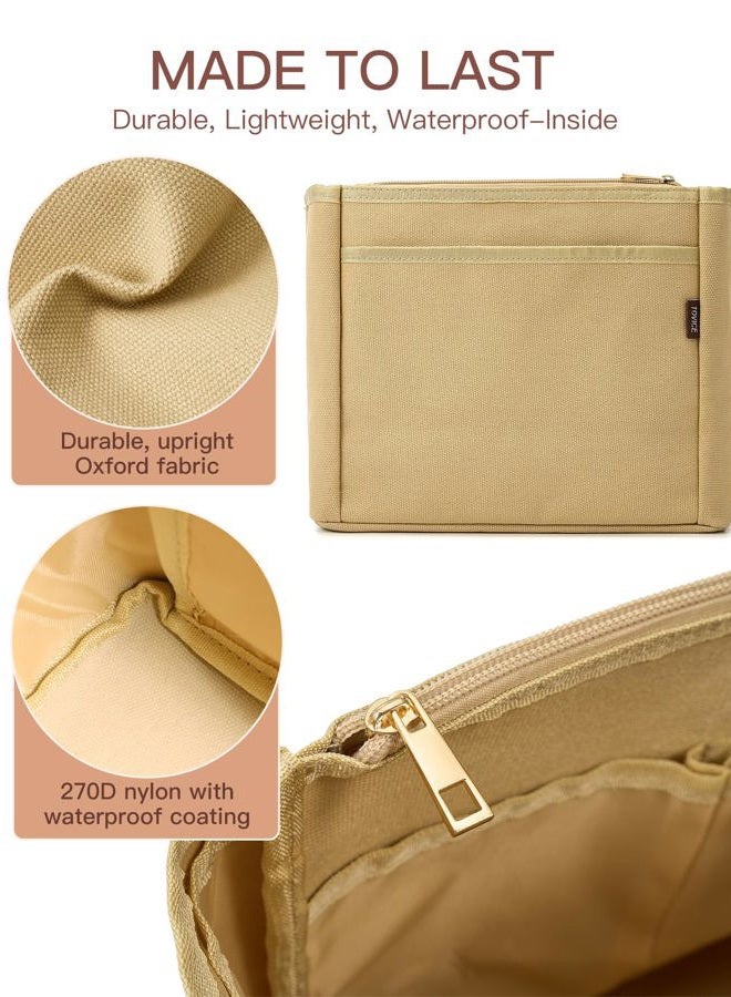 TOVICE Tote Bag Organizer Insert with Stanley Cup Holder and Zipper Bag, Compatible with Neverfull, Saint Louis and More, 9 Pockets (Beige, Large) - Image 3
