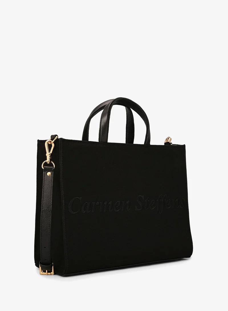 Carmen Steffens Black Embroidered Tote Bag Carmen Steffens