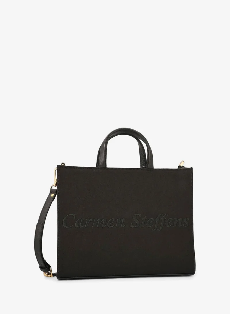 Carmen Steffens Black Embroidered Tote Bag Carmen Steffens