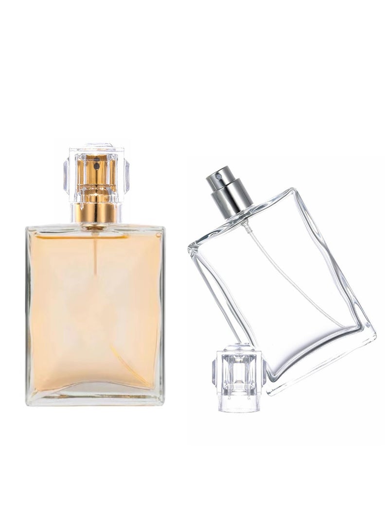 Excefore 2 Pack Clear Glass Perfume Bottle Atomizer, 30ml Refillable Spray Perfume Bottles, Travel Perfume Dispenser(30ML, Gold & Silver) - Image 2
