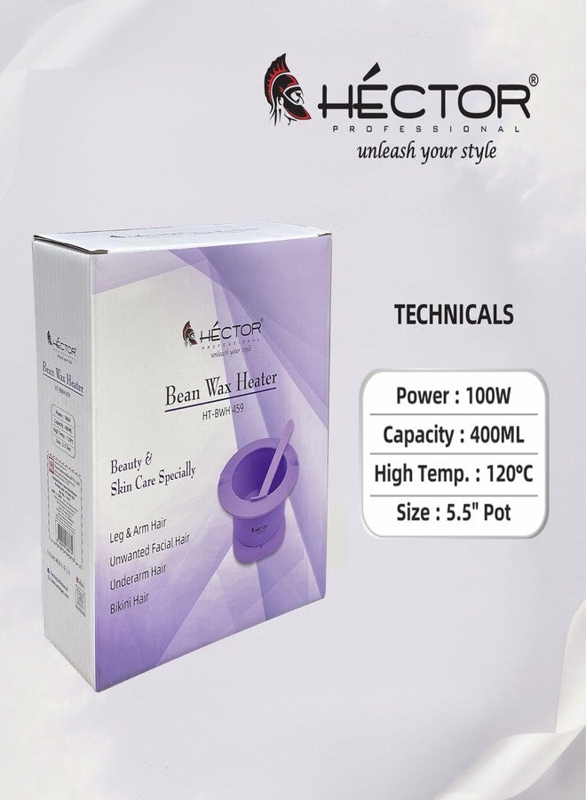 Hector Professional Bean Wax Heater, 400ml Capacity, 5.5-inch Silicon Non-stick Pot, Purple - Image 4