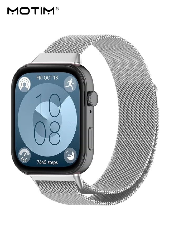 Motim Stainless Steel Milanese Loop Band for Huawei Fit 3/Fit 4/Fit 4 Pro, Adjustable Sports Strap Metal Watchband - Image 1