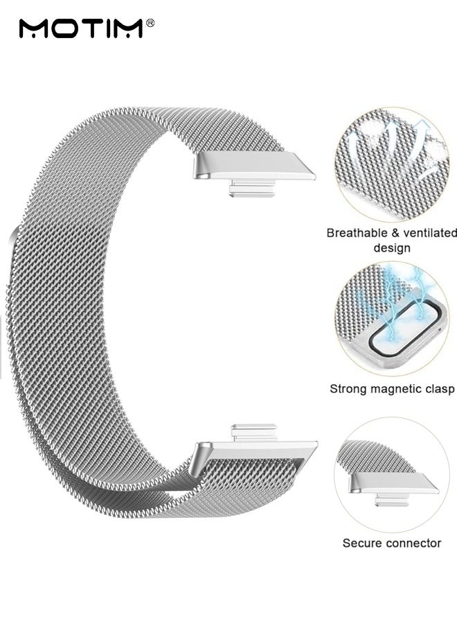 Motim Stainless Steel Milanese Loop Band for Huawei Fit 3/Fit 4/Fit 4 Pro, Adjustable Sports Strap Metal Watchband - Image 3