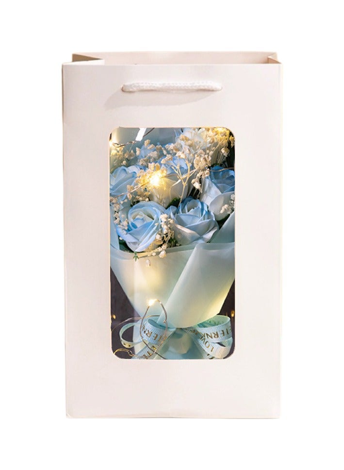 ARNOTEC "Eternal Rose Gift Box – LED Light Glass Cover Decoration | Romantic Gift for Valentine's Day, Birthday, Mother's Day | Blue Bouquet Creative Ornaments"  - Image 5