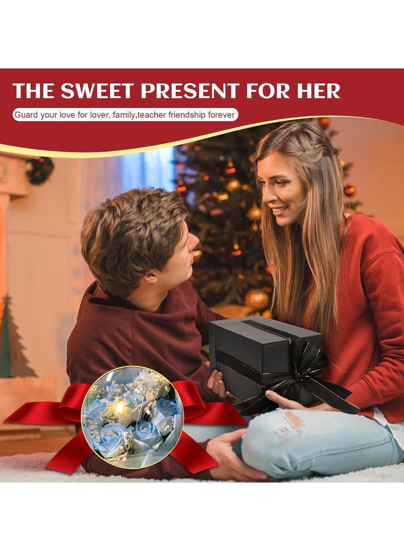 ARNOTEC "Eternal Rose Gift Box – LED Light Glass Cover Decoration | Romantic Gift for Valentine's Day, Birthday, Mother's Day | Blue Bouquet Creative Ornaments" - Image 5