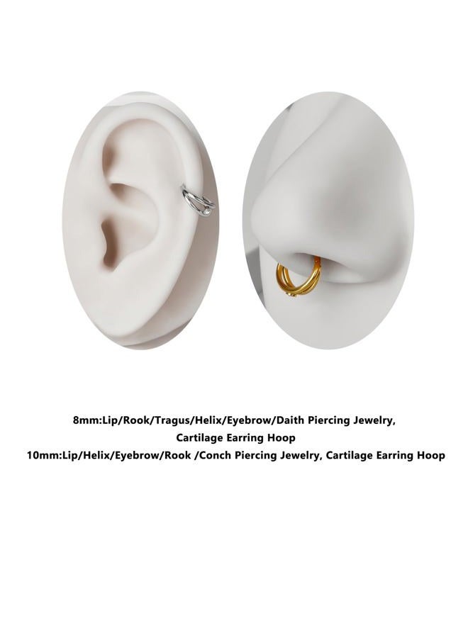 Lantine Helix Daith Cartilage Earring Hoop Stainless Steel 8mm Septum Ring Cute Cz Hinged Segment Tragus Daith Piercing Jewelry - Image 4