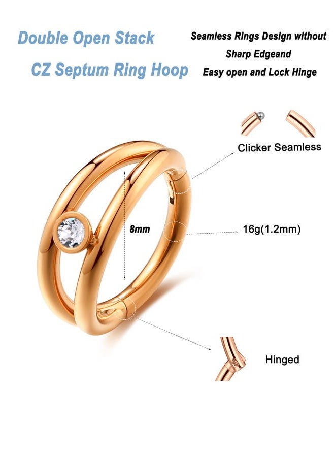 Lantine Helix Daith Cartilage Earring Hoop Stainless Steel 8mm Septum Ring Cute Cz Hinged Segment Tragus Daith Piercing Jewelry - Image 2