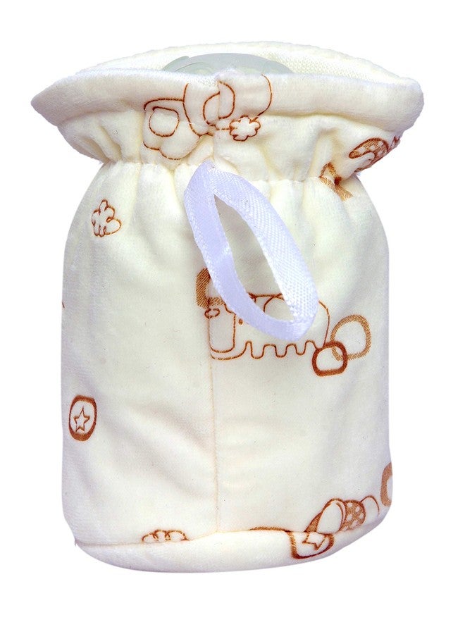 Alya The Cheeky Kidzz Stretchable Soft Velvet Plush Attractive Overall Elephant Prints Baby Feeding Cover with Holding Strap Suitable for 40ml 50ml 60ml Feeding Broad and Narrow Neck Feeding Bottles(Pack of 1) - Image 2