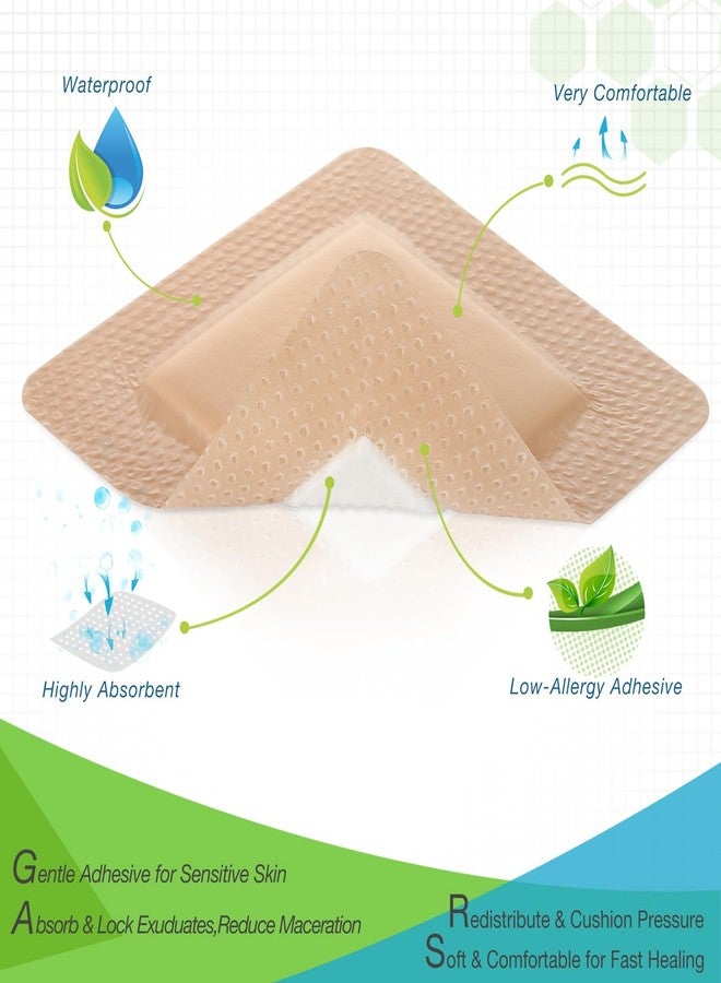 NeuHeils Silicone Foam Dressing with Gentle Border 5''x5'', 10 Pack for Bed Sore Leg Ulcer, High Absorbency Large Waterproof Silicone Adhesive Wound Bandages Patches - Image 5