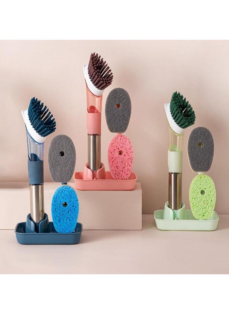 Oasisgalore Soap Dispensing Dish Brush Set with 4 Replaceable Brush Heads，Kitchen Scrub Brush for Pan Sink Cleaning - Image 5