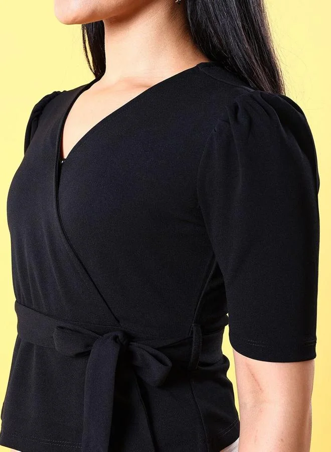 Freehand Freehand Women Black Wrap Front Top