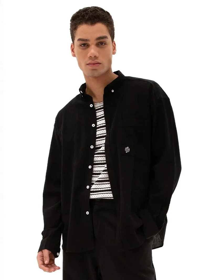 جيستو GIESTO Men's Cotton Long Sleeve Button-Collar Shirt