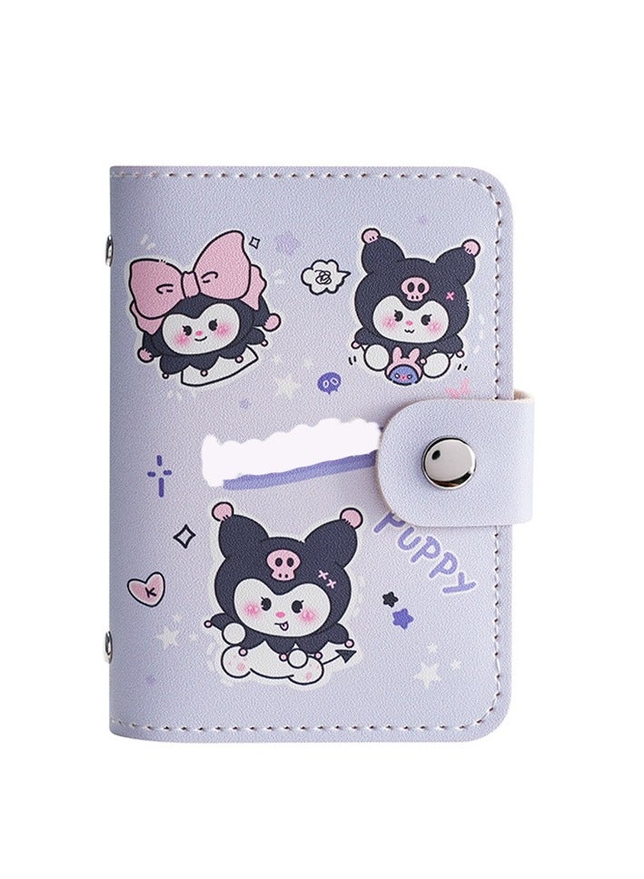 HIHILOOK Kawaii Girls Wallet, Cartoon Black Rice Card Bag, Coin Bag, Purple Tri-Fold Wallet for Girls, Kawaii Black Rice Wallet, Cash Bag for Birthday Gifts for Girls.