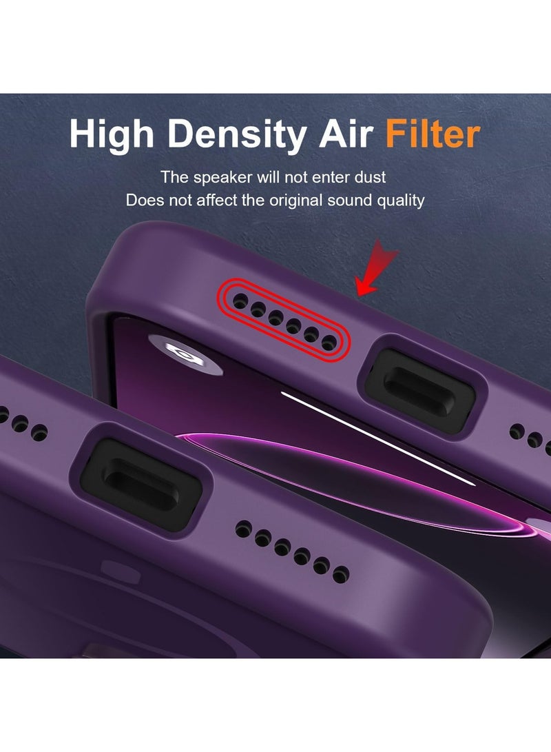 Denx Magsafe iPhone 16 Pro Case, Grade Drop Tested Shockproof Matte Translucent Hard Back Slim Case Cover, Black Magnetic Circle (Purple)  - Image 3