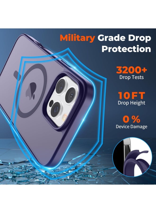 ACLIX Magsafe iPhone 16 Pro Case, Grade Drop Tested Shockproof Matte Translucent Hard Back Slim Case Cover, Black Magnetic Circle (Purple) - Image 3