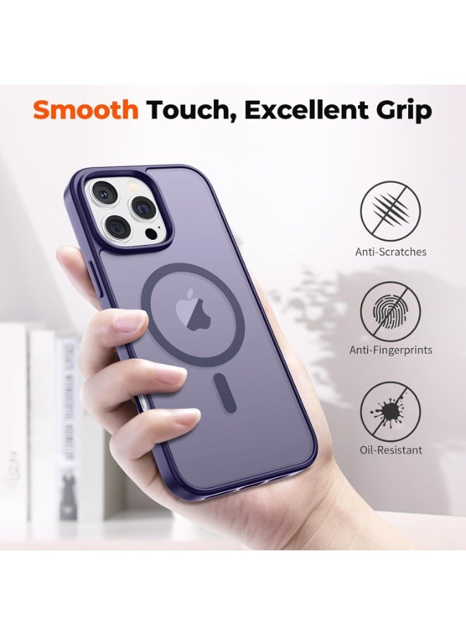ACLIX Magsafe iPhone 16 Pro Case, Grade Drop Tested Shockproof Matte Translucent Hard Back Slim Case Cover, Black Magnetic Circle (Purple) - Image 5