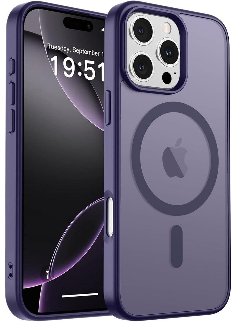 ACLIX Magsafe iPhone 16 Pro Case, Grade Drop Tested Shockproof Matte Translucent Hard Back Slim Case Cover, Black Magnetic Circle (Purple) - Image 1