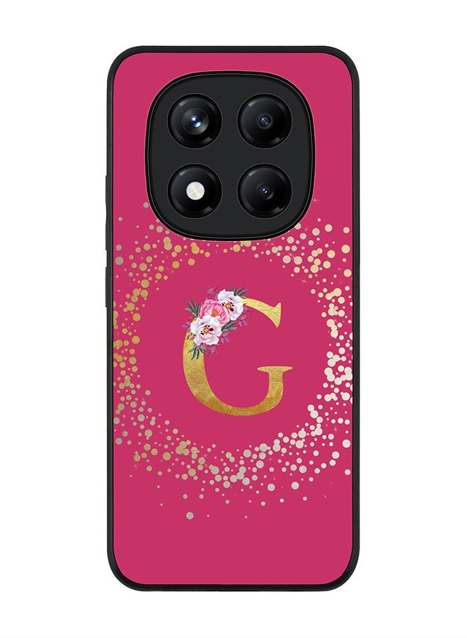Stylizedd For Xiaomi Redmi Note 14 Pro 4G 4G Case,Slim fit Camera Protection, Shockproof Thin Phone cover  - Custom Monogram Floral - G ( Deep Pink ) - Image 1
