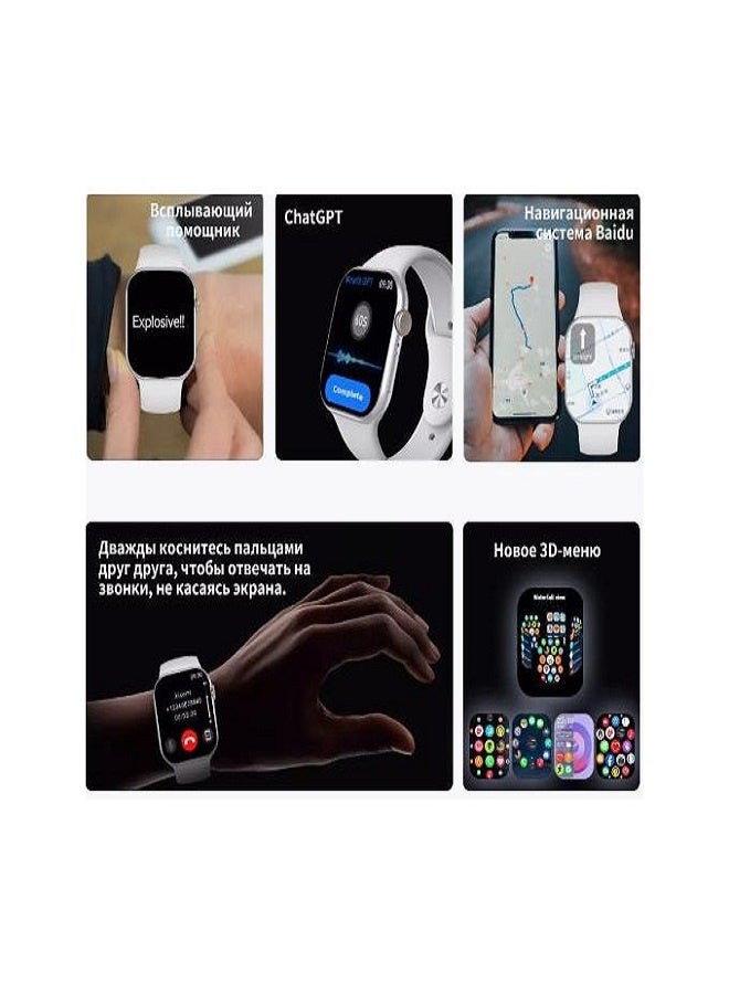 W&O X9 Plus PRO2 Series 10 Wearfit Pro Smart Watch 2.02 Inch SUPER AMOLED Screen Unlock AI Chat GPT GPS NFC Bluetooth V5 Call Wireless Charger - Silver - Image 3