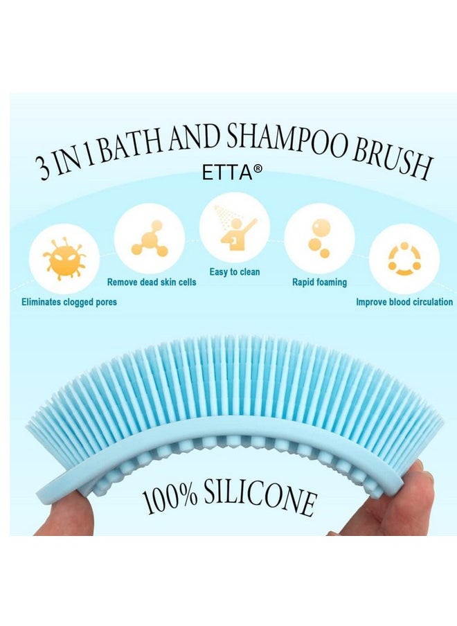 Etta ETTA® Exfoliating Silicone Body Scrubber Body Silicone Scrubber Brush Silicone Body Wash Scrubber for Skin Exfoliation,Silicone Baby Bath Scrubber Baby Bath Brush | Silicon Bath Brush (MULTICOLOUR) PINK/Black PACK OF 1  - Image 3