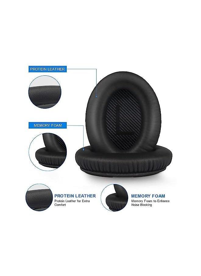 erorex Replacement Earpads Cushions For Bose Quietcomfort 35 Ii 45 Qc35 Qc45 Qc35 Ii Headphones With Qc35 Shaped Scrims With 'L And R' Lettering Qc25 Qc15 Qc2 Soundtrue Soundlink Ear Pads Black  - Image 2