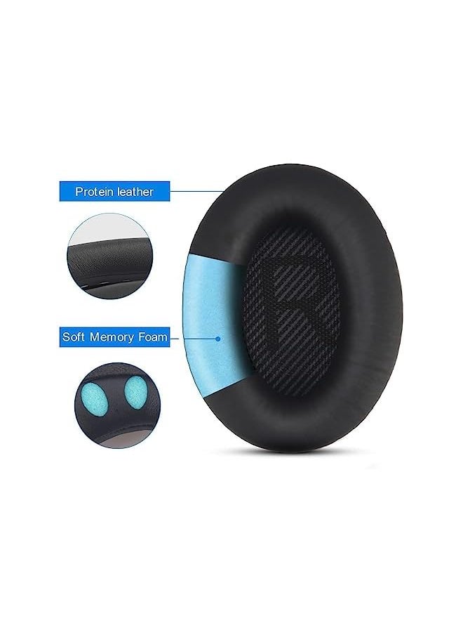 erorex Replacement Earpads Cushions For Bose Quietcomfort 35 Ii 45 Qc35 Qc45 Qc35 Ii Headphones With Qc35 Shaped Scrims With 'L And R' Lettering Qc25 Qc15 Qc2 Soundtrue Soundlink Ear Pads Black  - Image 3