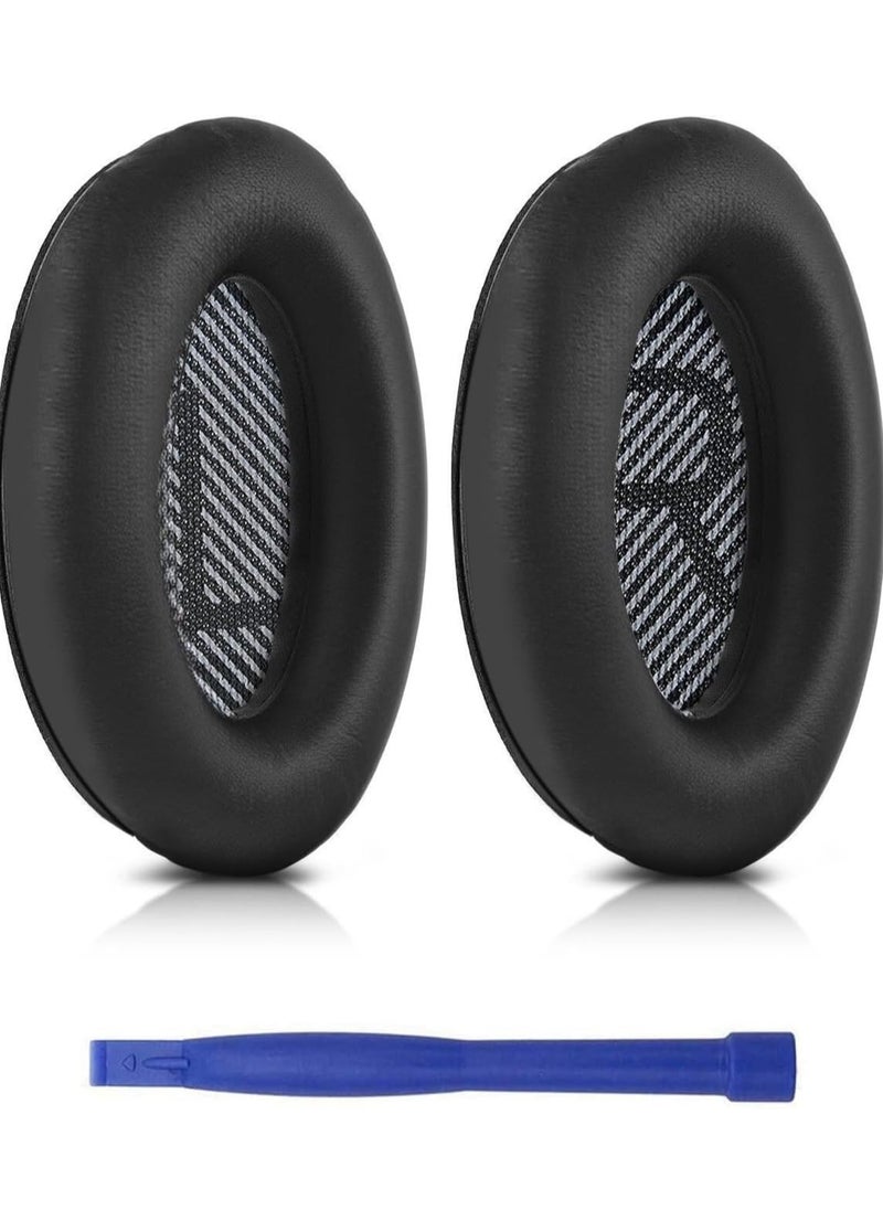 erorex Replacement Earpads Cushions For Bose Quietcomfort 35 Ii 45 Qc35 Qc45 Qc35 Ii Headphones With Qc35 Shaped Scrims With 'L And R' Lettering Qc25 Qc15 Qc2 Soundtrue Soundlink Ear Pads Black  - Image 1