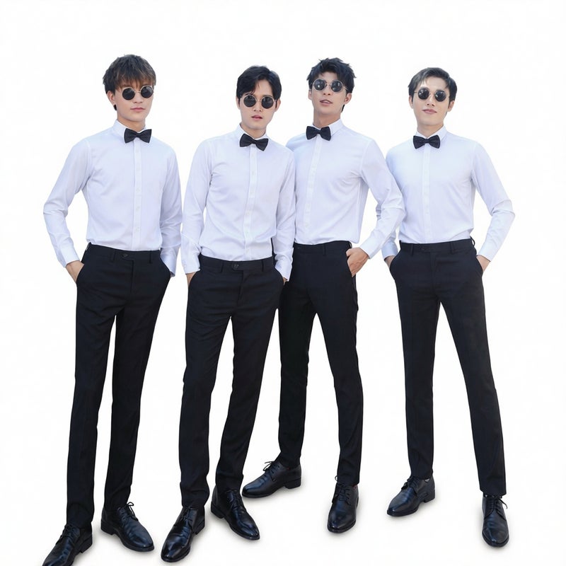Best Man Suit Set Long Sleeve Shirt Vest Jacket Trousers Wedding Tuxedo - Image 1
