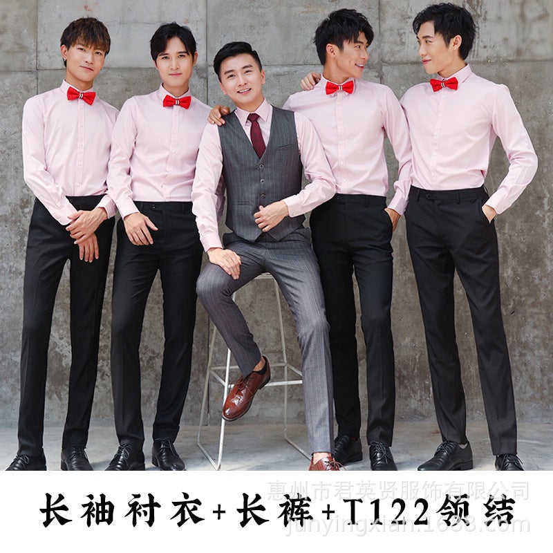 Best Man Suit Set Long Sleeve Shirt Vest Jacket Trousers Wedding Tuxedo - Image 4